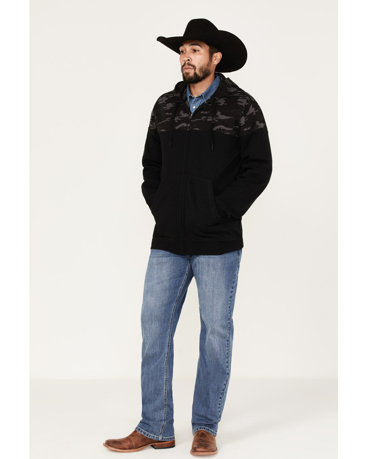 Image #2 - Moonshine Spirit&reg; Men's Midnight Camo Color-Blocked Zip-Front Hooded Pullover, Camouflage, hi-res