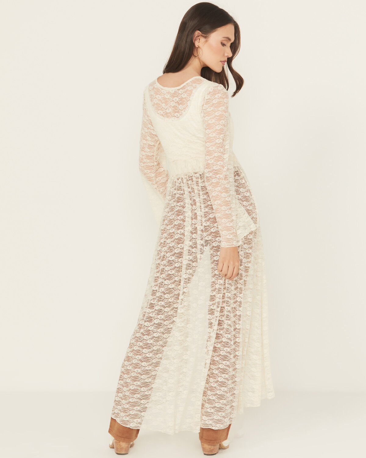 Image #4 - Originality Women's Lace Bell Sleeve Tie Kimono, , hi-res