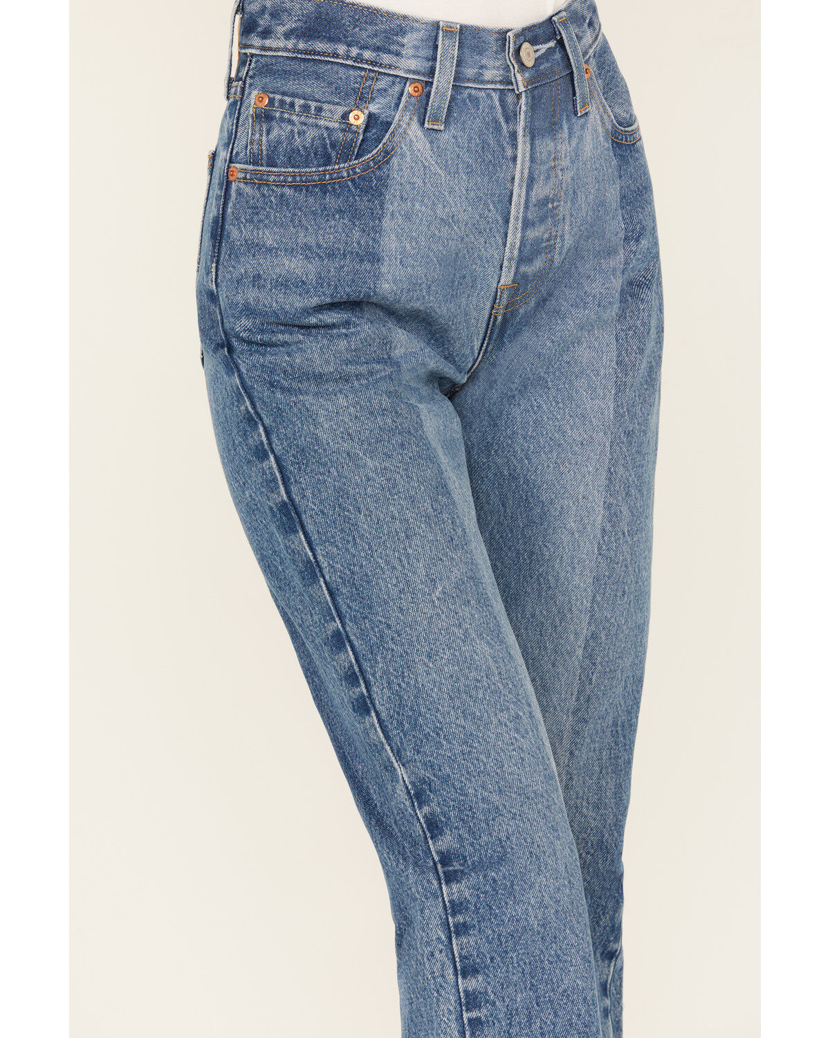 Image #4 - Levi's Women's Medium Wash Laser Craft High Rise Two Toned 501 Straight Jeans, Medium Wash, hi-res