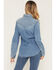 Image #4 - Wrangler Women's Light Wash Long Sleeve Snap Denim Shirt, Light Wash, hi-res
