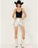 Image #1 - BLANKNYC Women's High Rise Metallic Shorts, Silver, hi-res