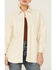 Image #3 - Sadie & Sage Women's Faux Leather Ecru Shacket, Ivory, hi-res