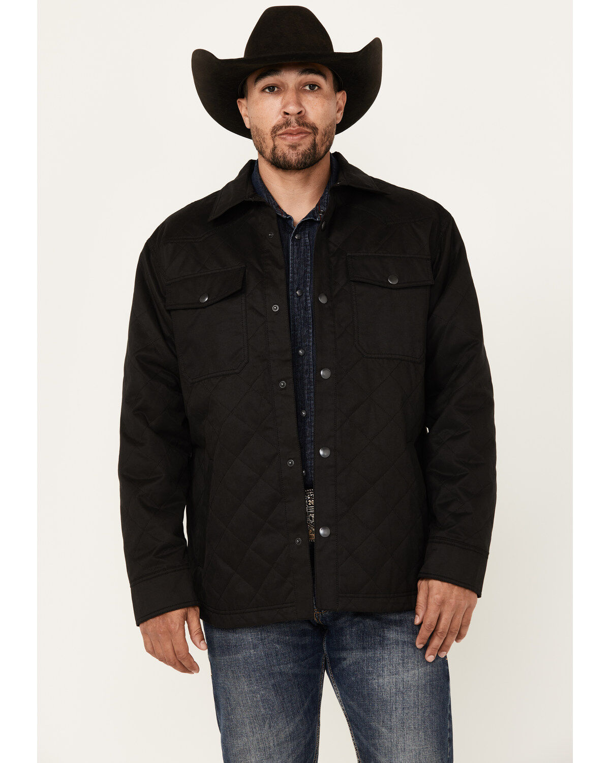 Image #1 - Ariat Men's Grizzly Solid Canvas Shirt Jacket, Black, hi-res