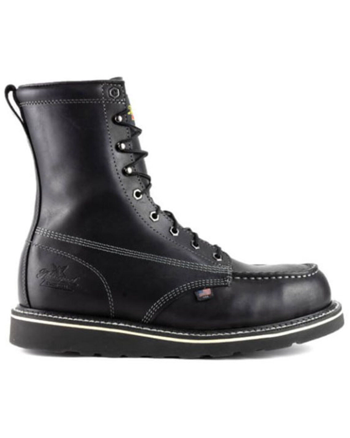 Image #2 - Thorogood Men's 8" USA Midnight Series Moc Work Boots - Steel Toe, Black, hi-res